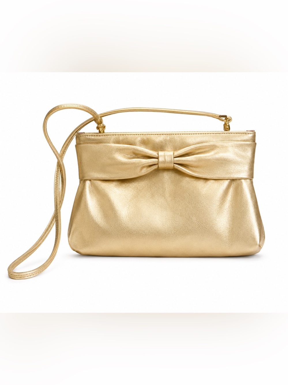 Elegant Gold Bow Accent Shoulder Bag
